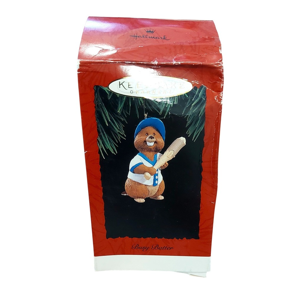 Hallmark Keepsake Ornament 1994 Busy Batter Beaver Baseball Wood Sox QX587-6